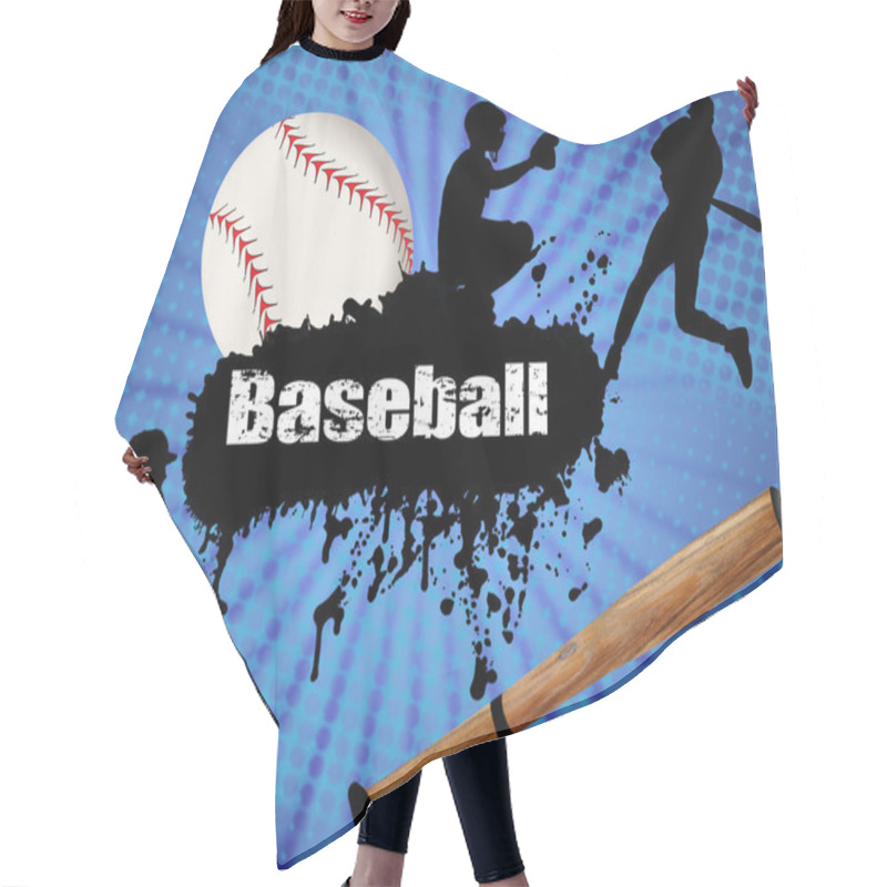 Personality  Grunge Baseball Poster With Players And Ball, Vector Illustration Hair Cutting Cape