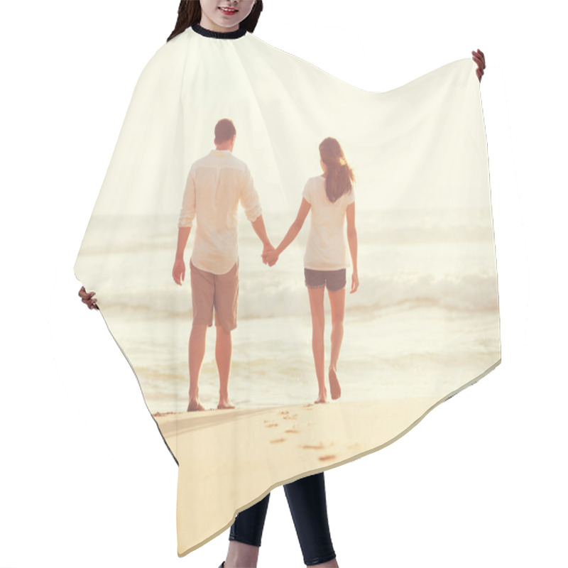 Personality  Young Lovers Walking Down The Beach At Sunset Hair Cutting Cape