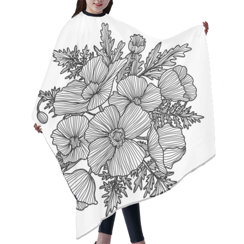 Personality  Hand Drawn Floral Decoration Hair Cutting Cape