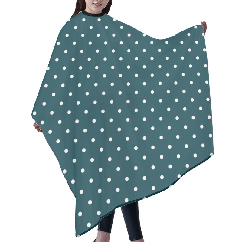 Personality  White Polka Dots Seamless Repeating Pattern Green Background Vector Hair Cutting Cape