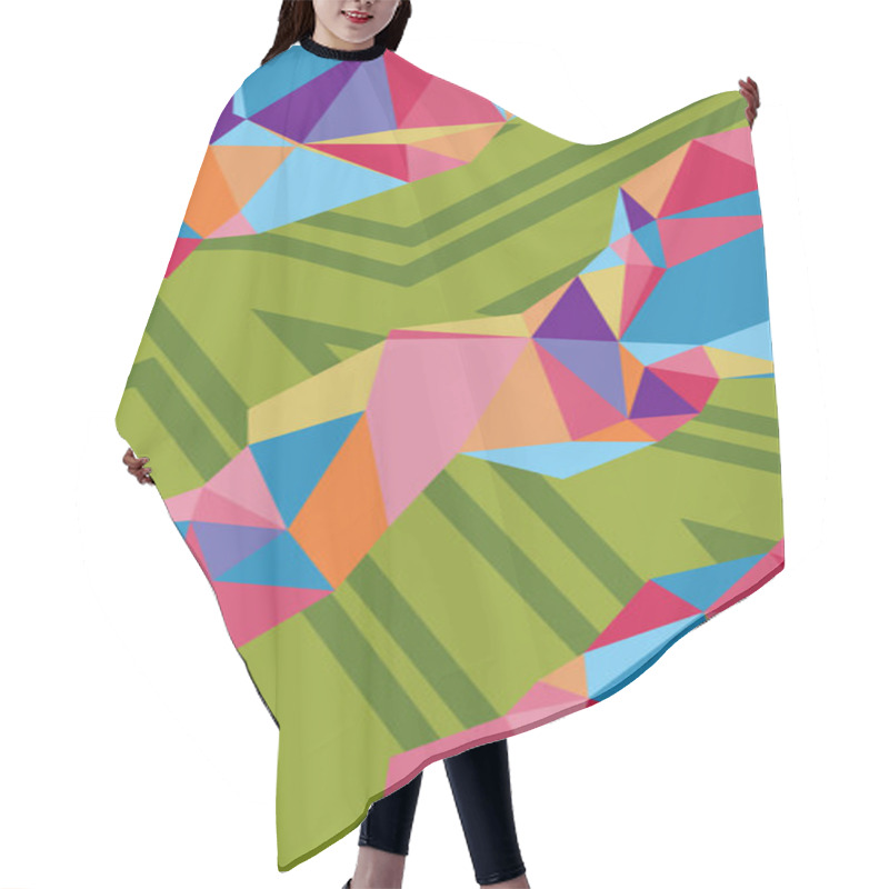 Personality  Abstract Background With Various Geometric Shapes Ornament. Collage Of Various Geometric Polygonal And Stripes Texture. Hair Cutting Cape