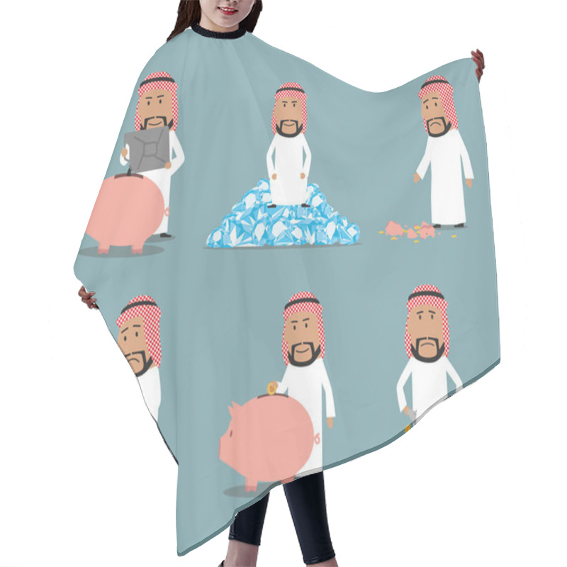 Personality  Rich And Bankrupt Arab Businessman Character Set Hair Cutting Cape