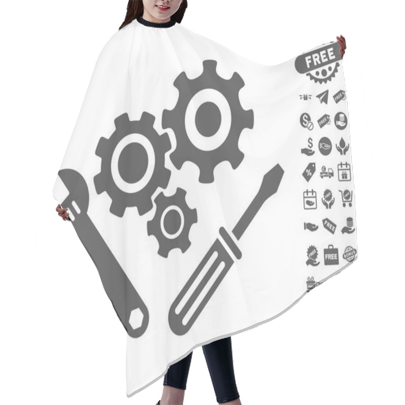 Personality  Mechanics Tools Icon With Free Bonus Hair Cutting Cape