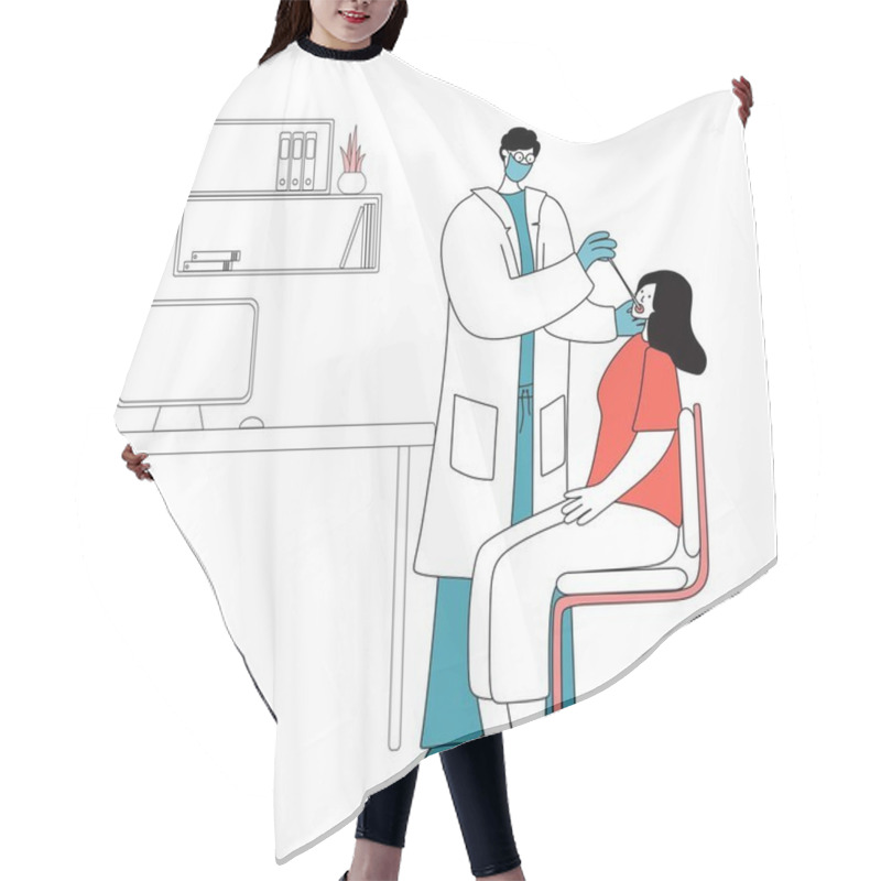 Personality  Covid-19 Testing Carried Out By A Doctor Hair Cutting Cape