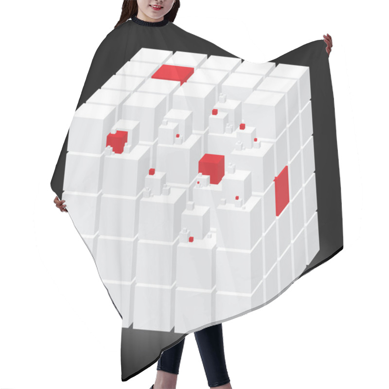 Personality  White Cube With Red Parts Hair Cutting Cape