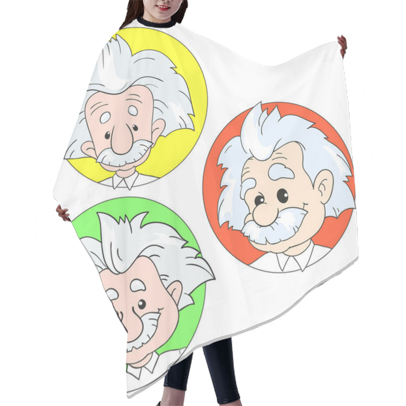 Personality  JANUARY 20, 2017: A Vector Illustration Of A Set Of Portraits Of Albert Einstein. Cartoon Portrait Isolated, Vector Editorial. Einstein, Scientist, Professor, Genius. Hair Cutting Cape