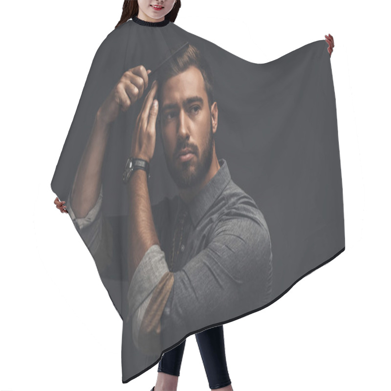 Personality  Handsome Man Grooming Hair Hair Cutting Cape