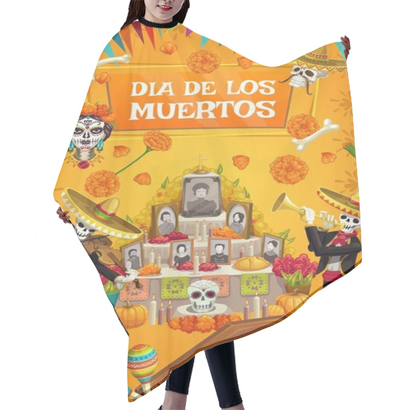 Personality  Dia De Los Muertos, Day Of Dad Skeleton Fiesta Hair Cutting Cape