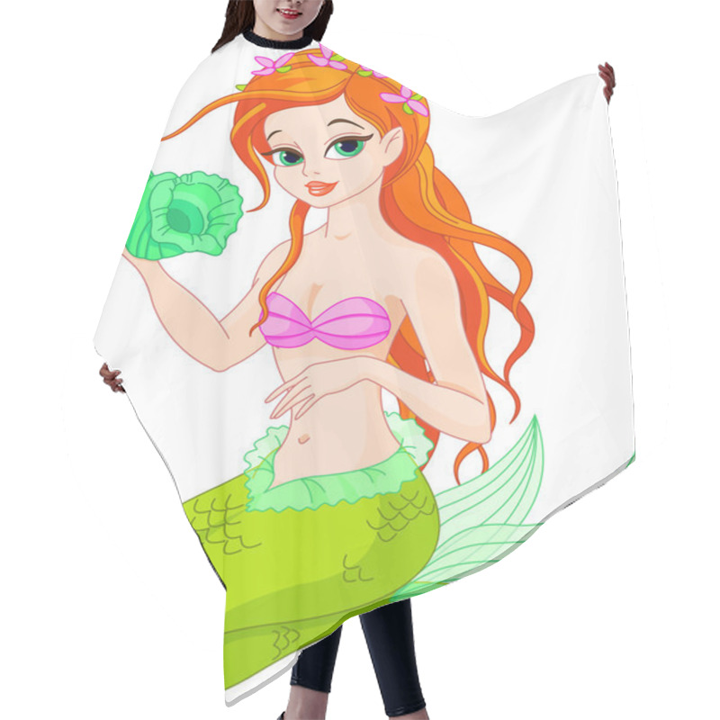 Personality  Beautiful Mermaid With Sea Shell Hair Cutting Cape