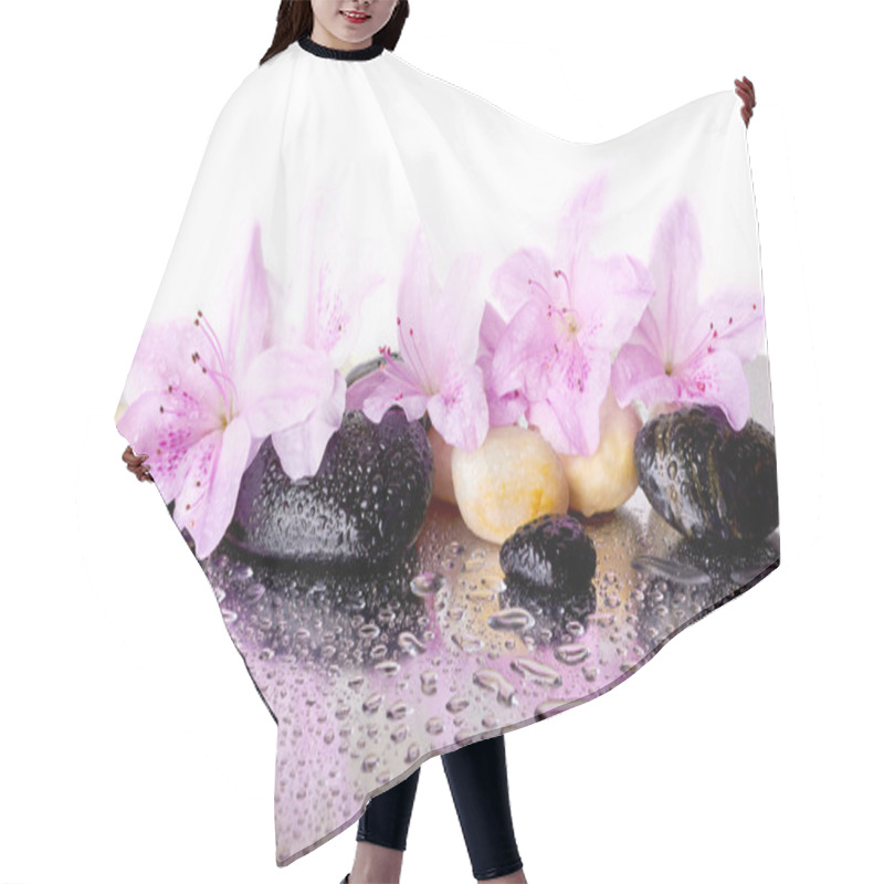 Personality  Pink Flowers And Black Stones Hair Cutting Cape