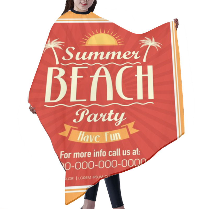 Personality  Invitation Card Design For Beach Party. Hair Cutting Cape