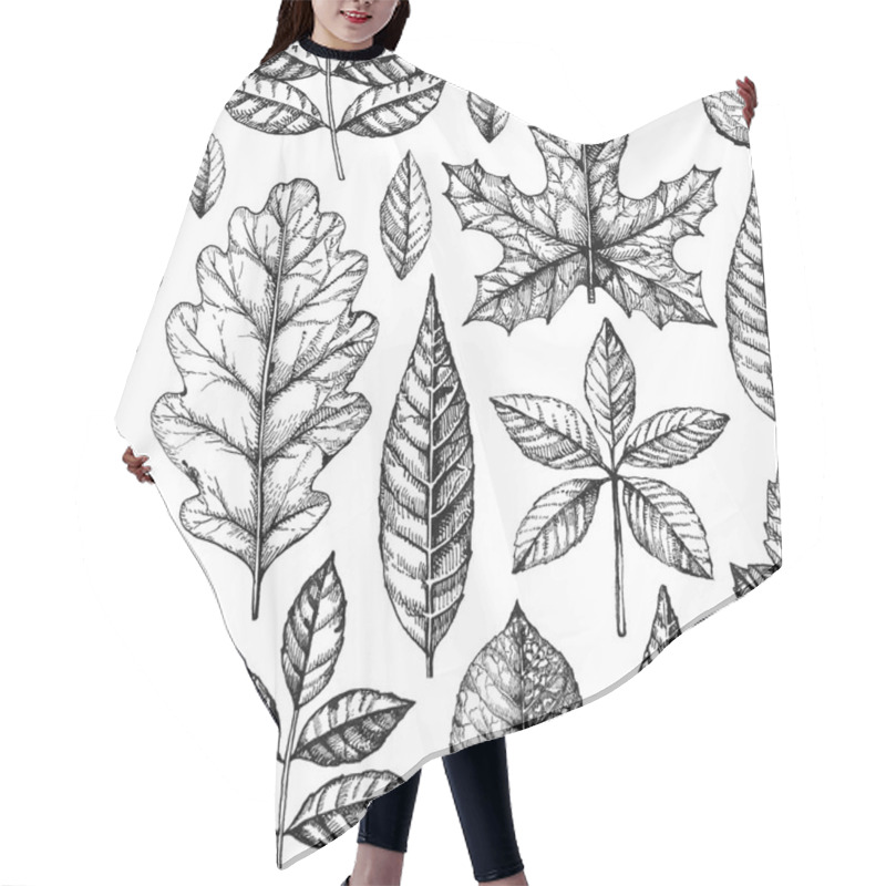 Personality  Seamless Pattern With A Leaves Drawing Hair Cutting Cape