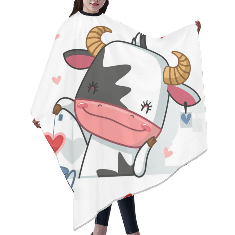 Personality  Cute Bull Makes Love / Vector Hair Cutting Cape