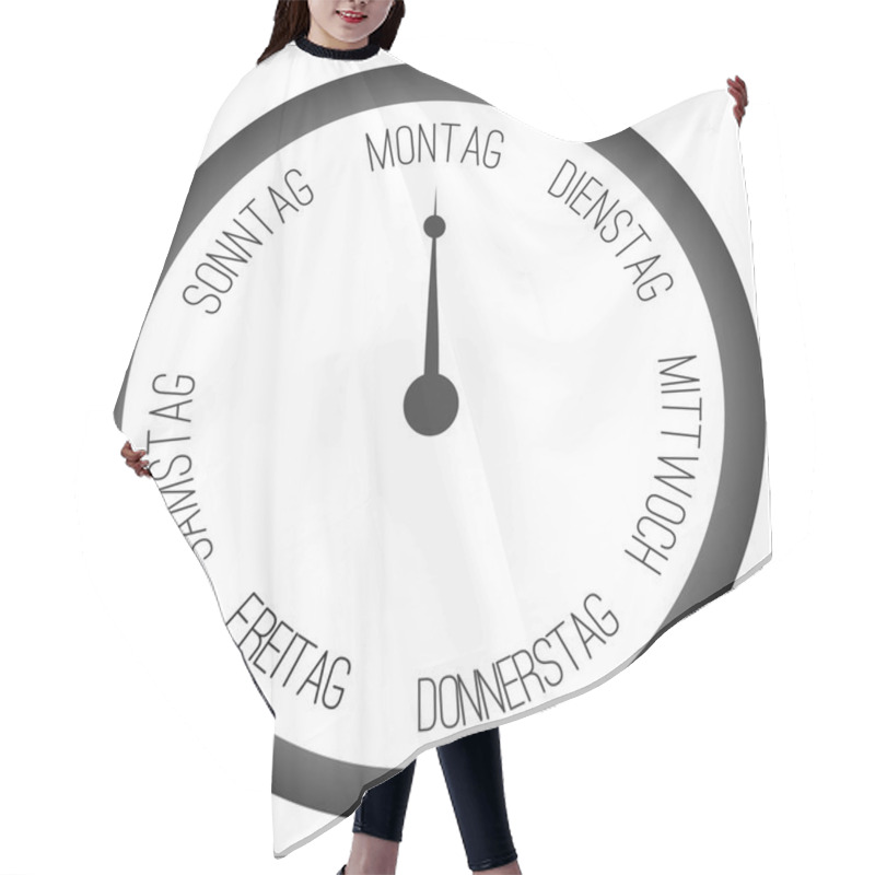 Personality  Clock With Days Of Week Hair Cutting Cape