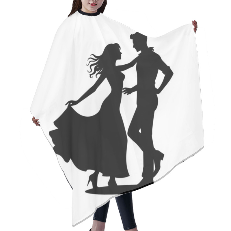 Personality  Timeless Love In Dance: Romantic Couple Dance Silhouette Icon Vector Hair Cutting Cape