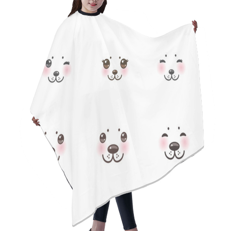 Personality  Kawaii Funny Albino Animal White Muzzle With Pink Cheeks And Winking Eyes. Vector Hair Cutting Cape