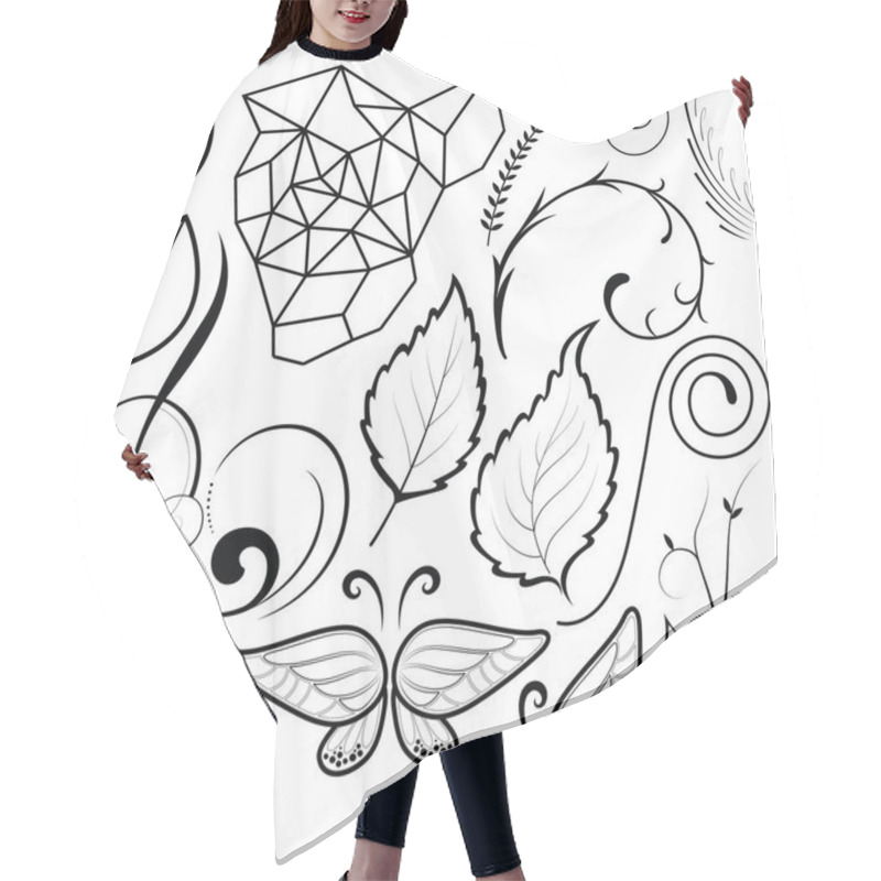 Personality  Floral Accessories, Swirls, Various Leaves, Illustrated Butterflies And Much More Hair Cutting Cape