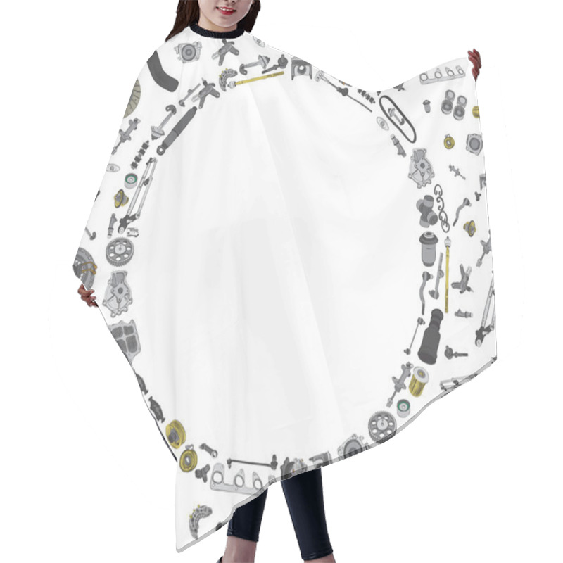 Personality  Spare Parts Car On The White Background Set Hair Cutting Cape