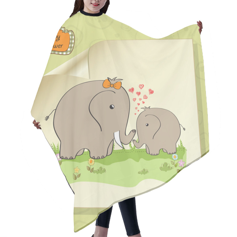 Personality  Baby Shower Card With Baby Elephant And His Mother Hair Cutting Cape