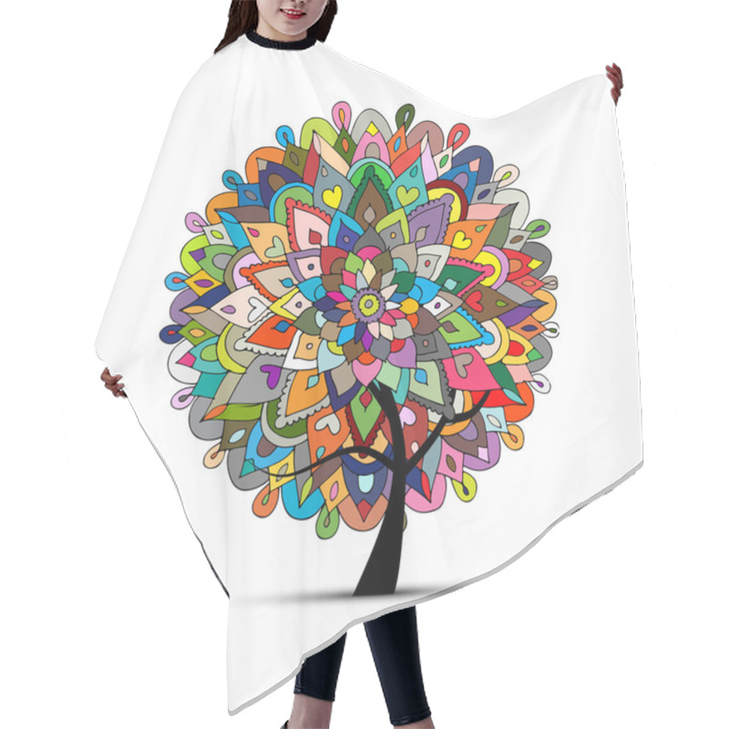 Personality  Mandala Tree, Floral Sketch For Your Design Hair Cutting Cape