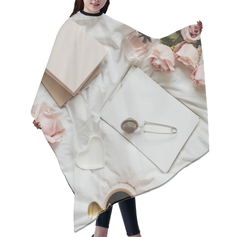 Personality  Romantic And Feminine Flat Lay On A Bed Hair Cutting Cape