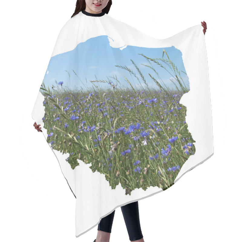 Personality  Map Of Poland Filled With Cornflowers Meadow Hair Cutting Cape