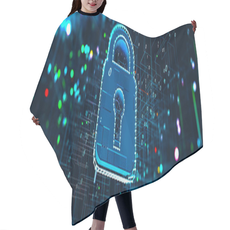 Personality  Data Volume Analysis And Computer Science Industry.3d Illustration. Hair Cutting Cape