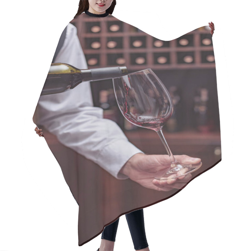 Personality  Sommelier Pouring Red Wine Hair Cutting Cape