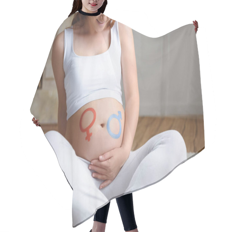 Personality  Pregnant Woman With Boy Or Girl Symbols Hair Cutting Cape