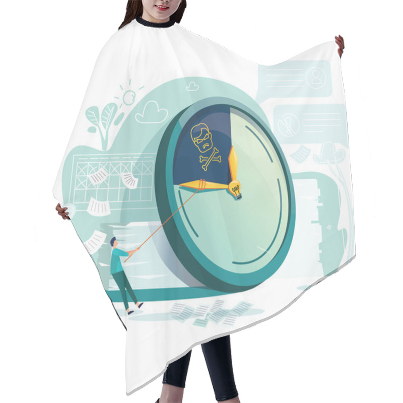 Personality  Deadline, Time Management Business Concept Vector Hair Cutting Cape