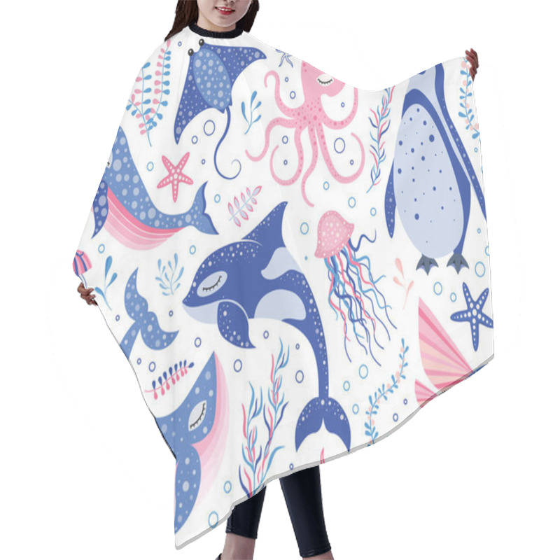 Personality  Fairy Tale Northern Ocean Animals Cartoon Set Hair Cutting Cape