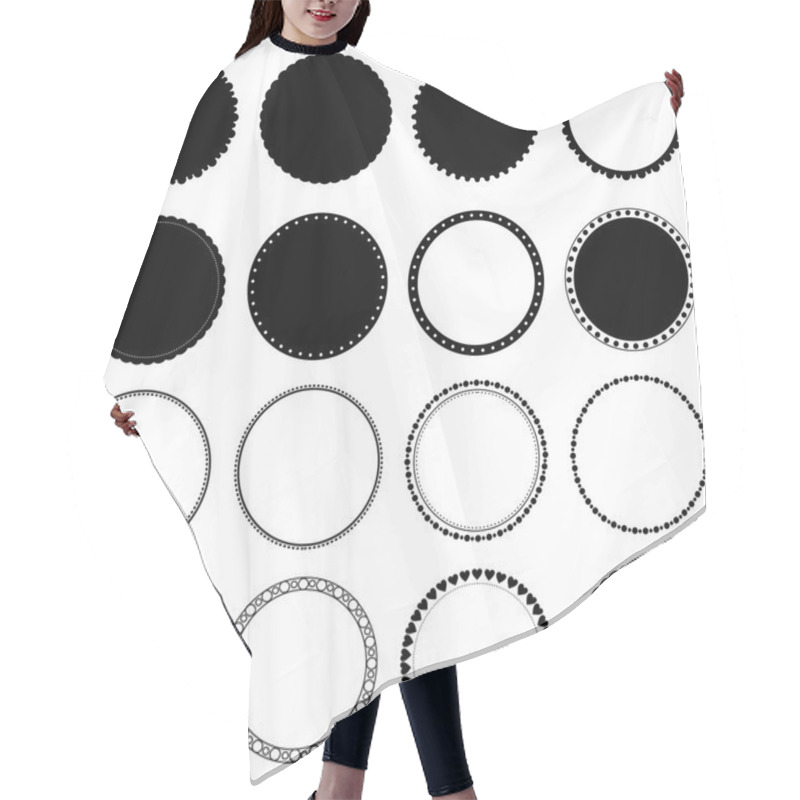 Personality  Vector Collection Of Decorative Circle Frames Hair Cutting Cape