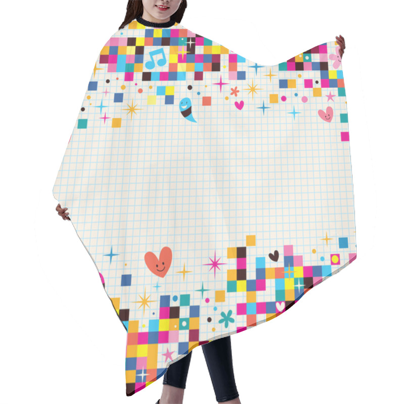 Personality  Fun Pixel Squares Note Background Hair Cutting Cape