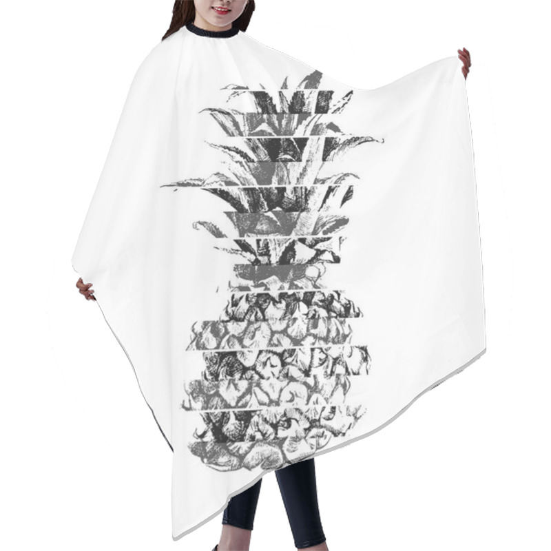 Personality  Modern Illustration Of Pineapple Hair Cutting Cape