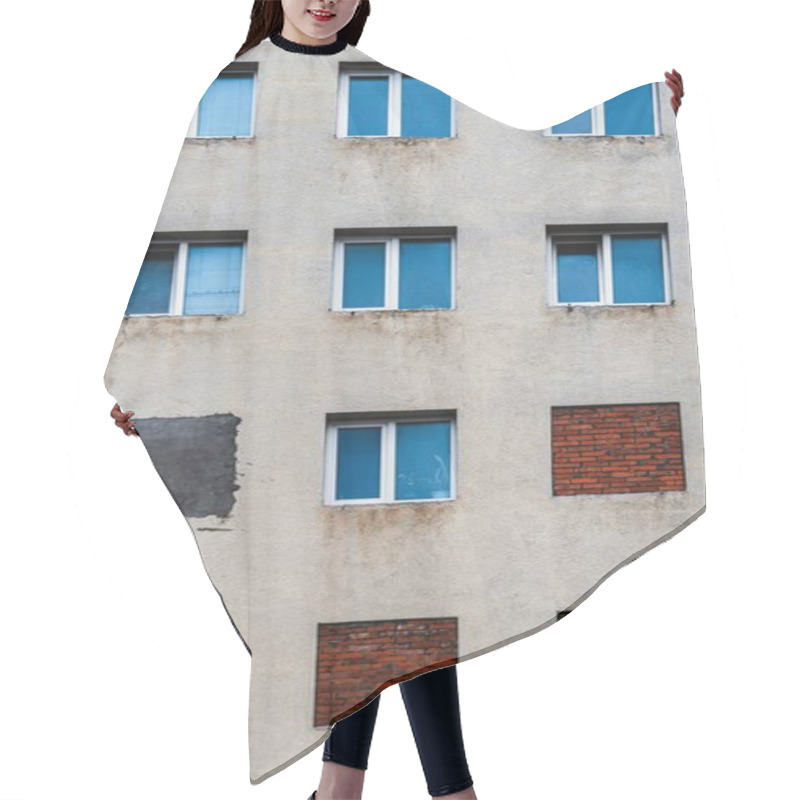 Personality  Abstract Architectural Detail Of A Weathered Building With Varied Window Styles. Hair Cutting Cape