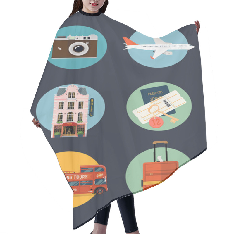 Personality  Building, Passport, Camera, Airplane, Bus Hair Cutting Cape