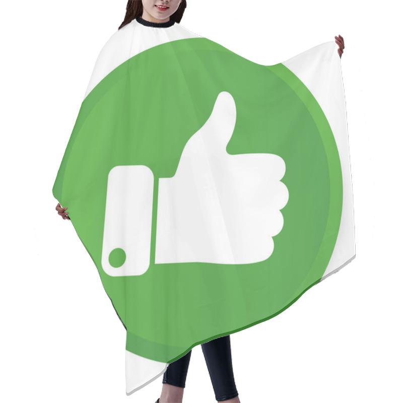 Personality  Flat Green And White Hand Up Isolated Icon With Shadow Vector Illustration Hair Cutting Cape