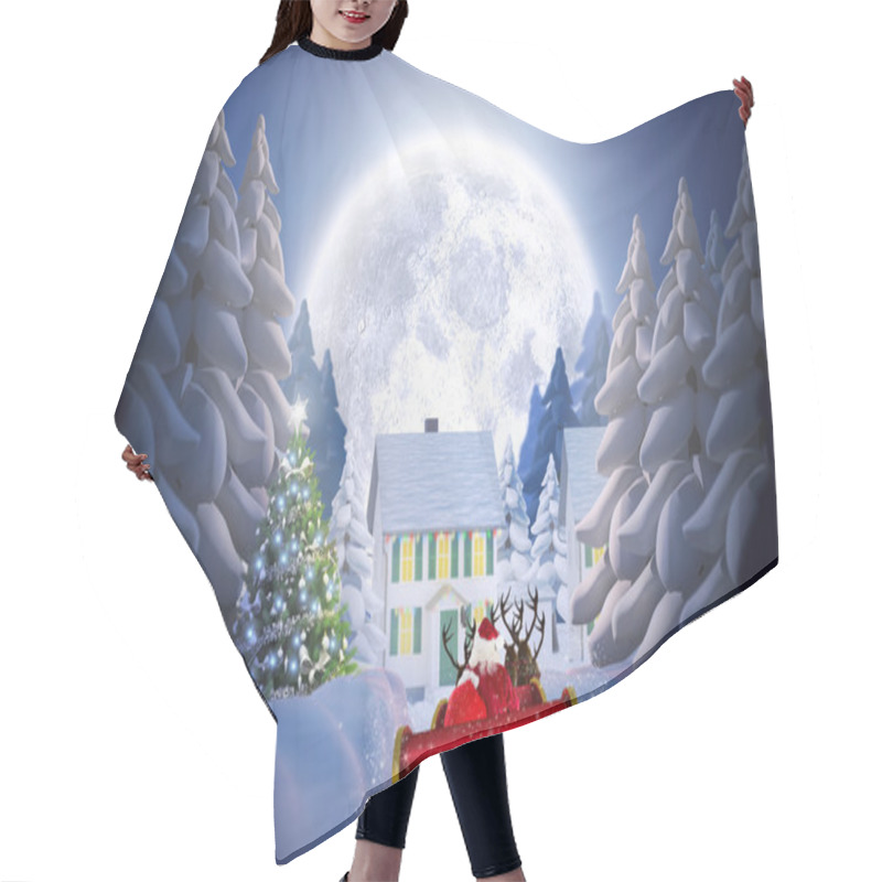 Personality  Composite Image Of Santa Flying His Sleigh Hair Cutting Cape