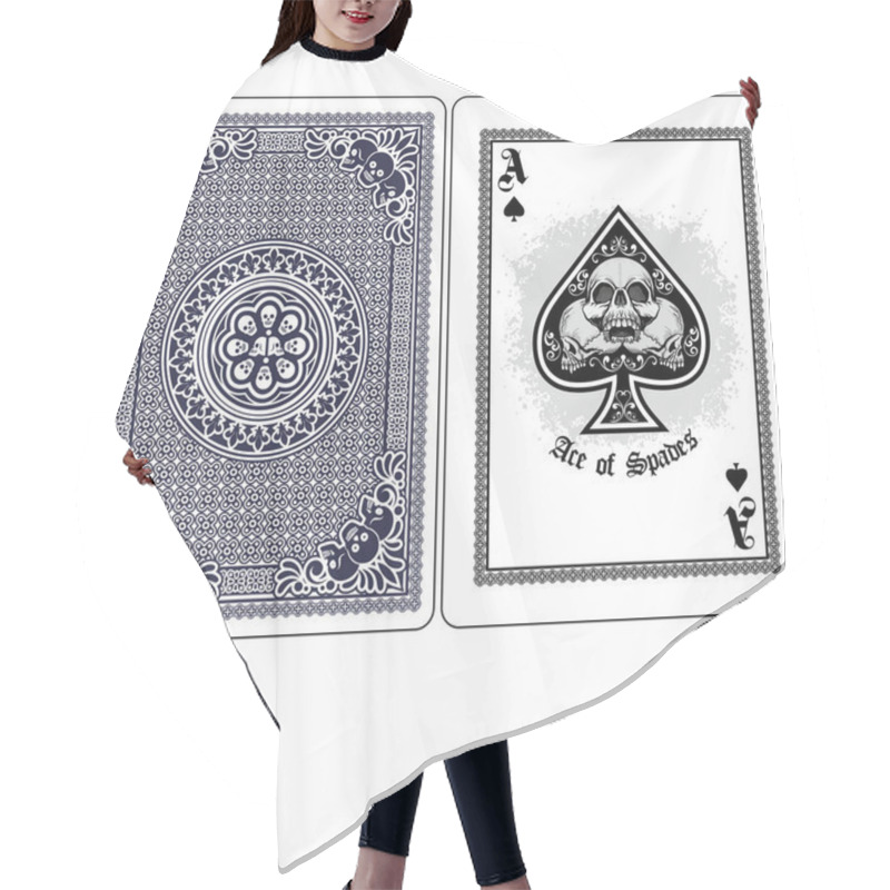 Personality  Playing Card,ace Of Spades With Skull Hair Cutting Cape