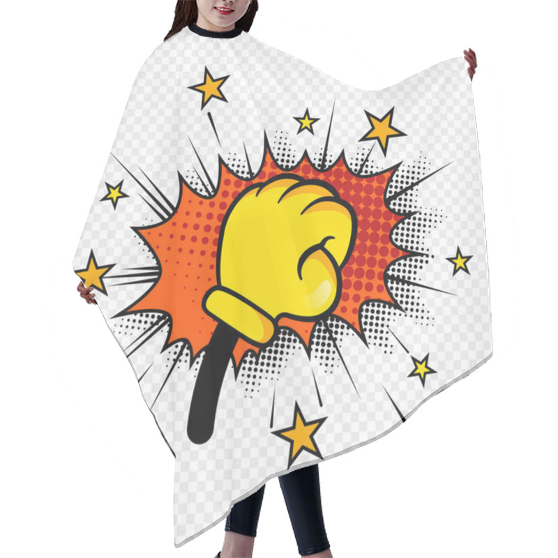 Personality  Cartoon Style Clenched Fist With A Half Tone Explosion Effect Hair Cutting Cape