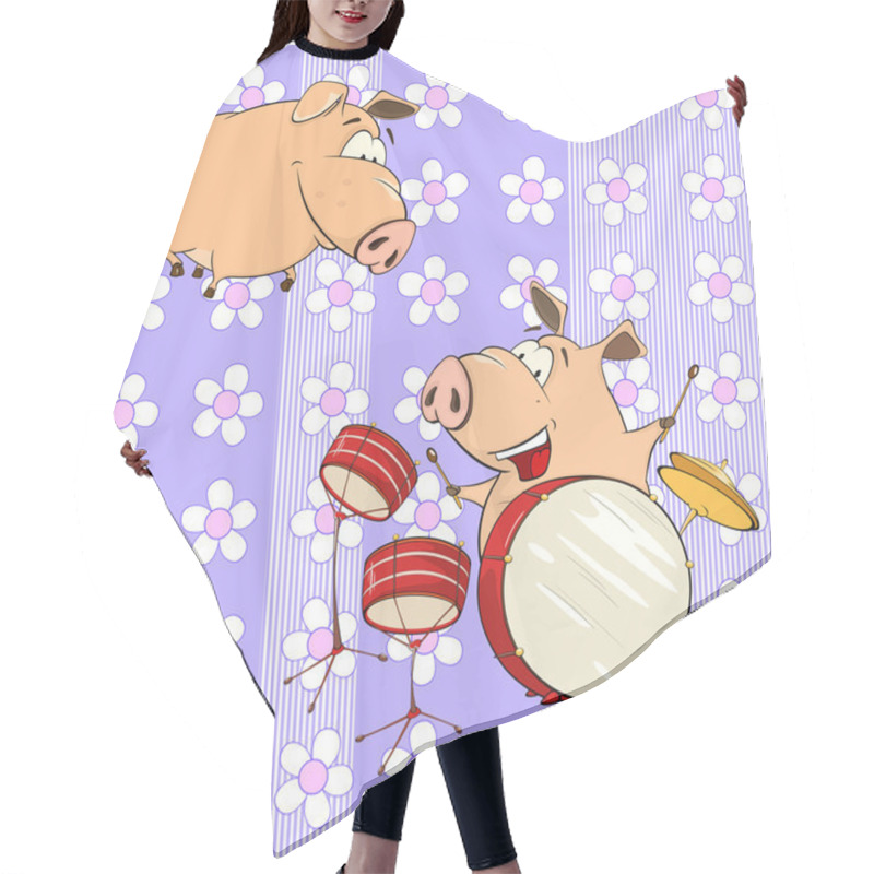 Personality  Funny Cartoon Pigs Hair Cutting Cape