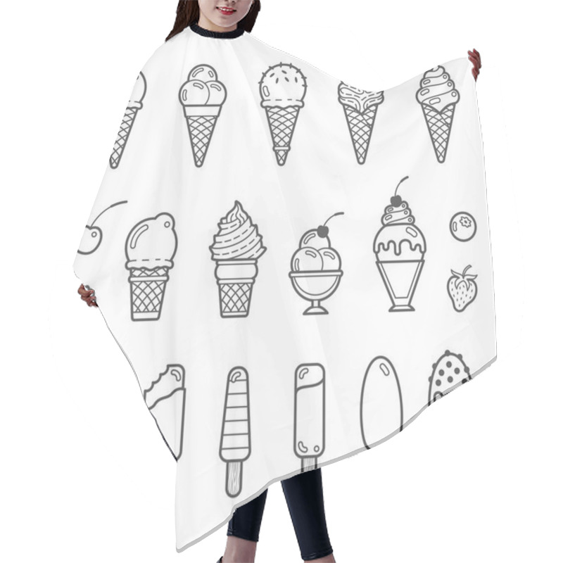 Personality  Vector Icon Set Of Yummy Ice Cream Hair Cutting Cape