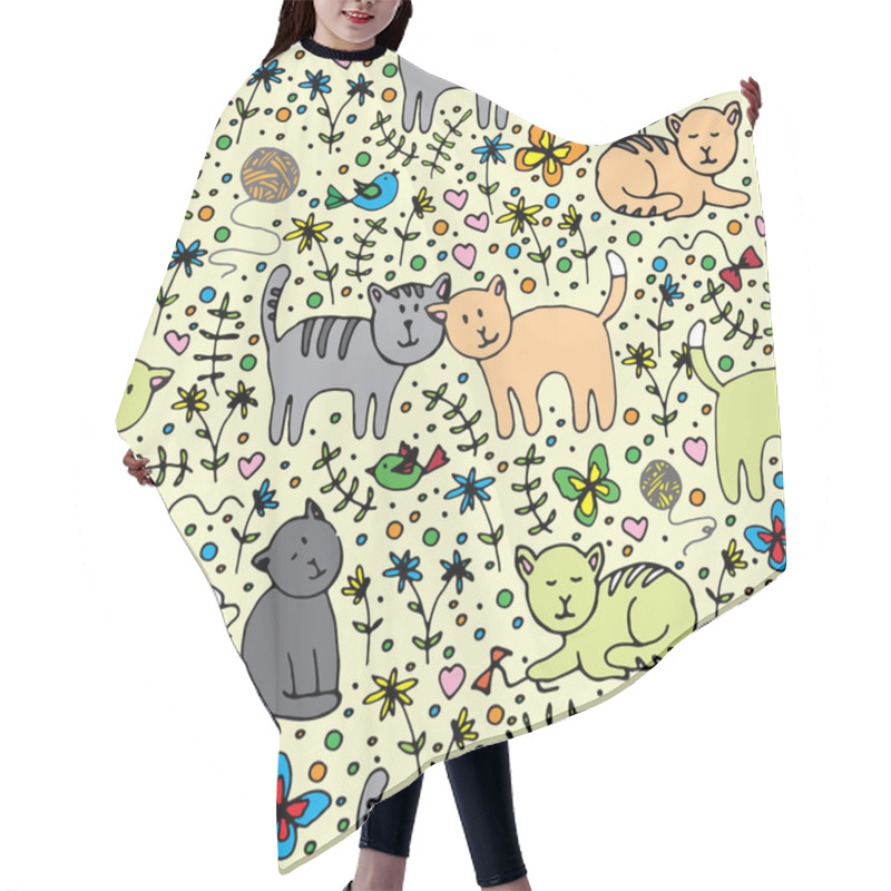 Personality  Seamlessly Pattern With Cats Hair Cutting Cape