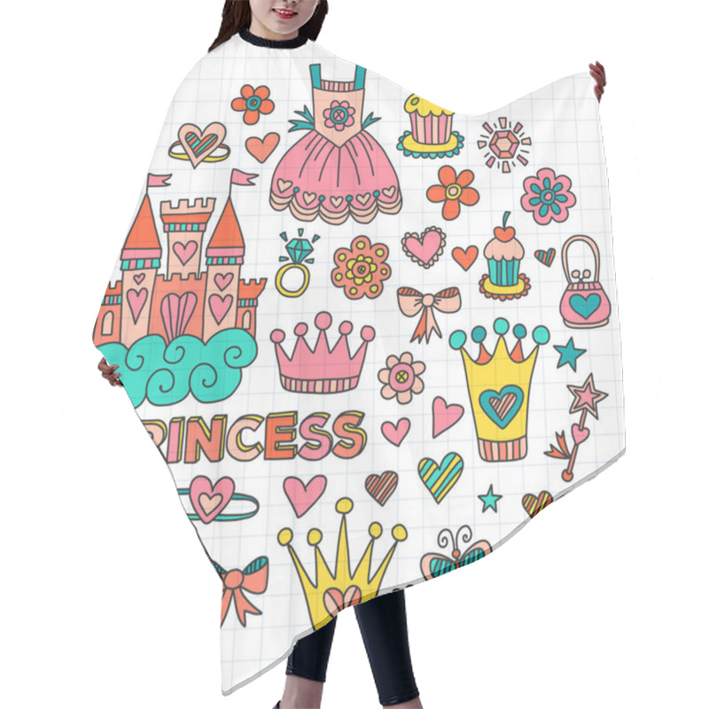 Personality  My Little Princess Hand Drawn Doodle Elements Hair Cutting Cape