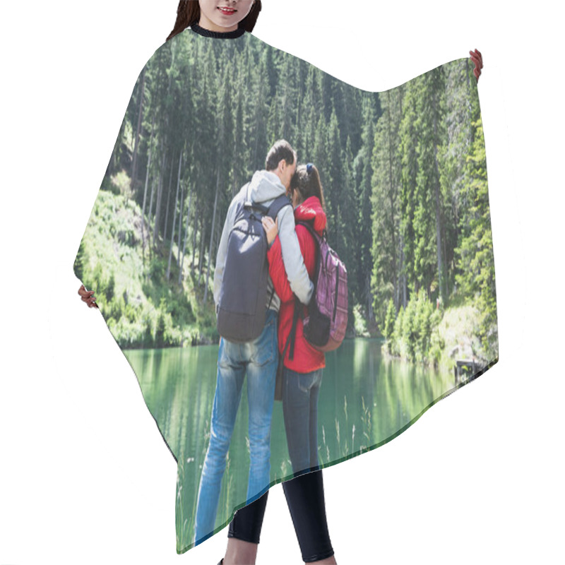 Personality  Romantic Family Couple At Mountain Lake In Austria Travel Hair Cutting Cape