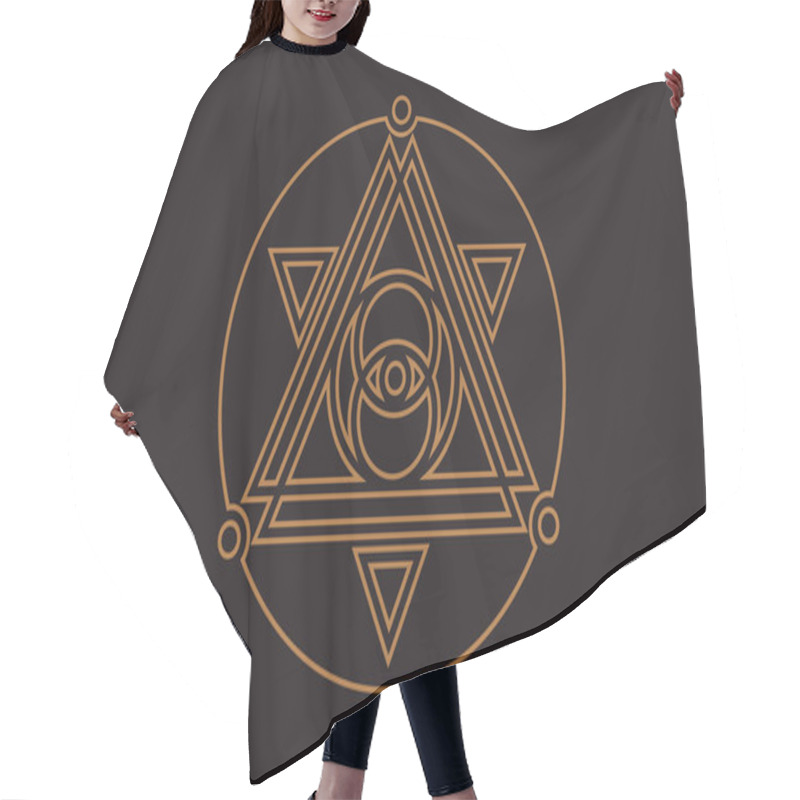 Personality  All-seeing Eye Of God In Sacred Geometry Triangle, Masonic Sign And Illuminati Symbol Hair Cutting Cape