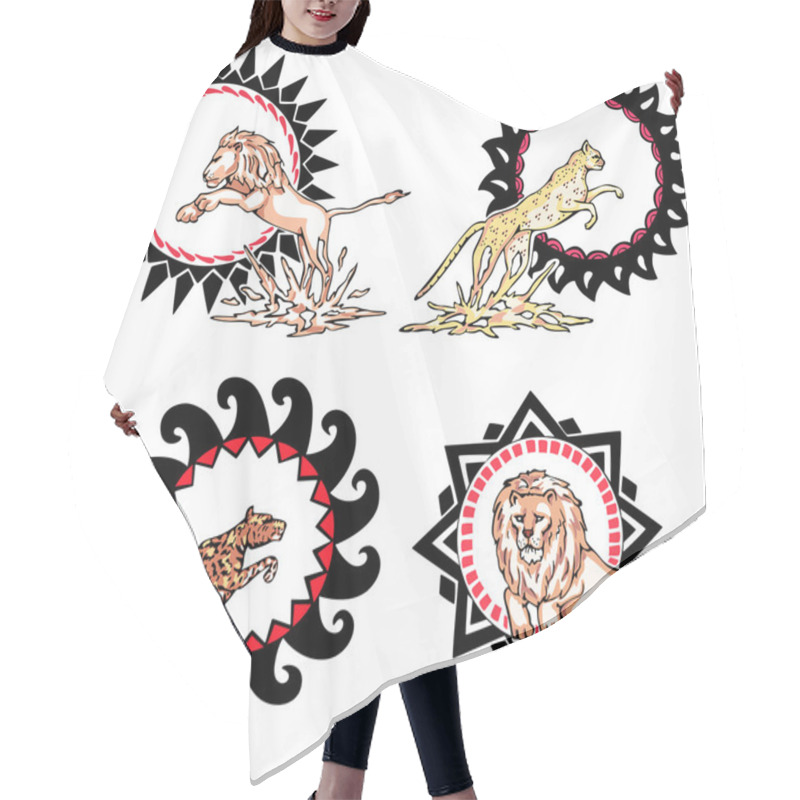 Personality  Totems - Lions And Leopards With Solar Signs Hair Cutting Cape