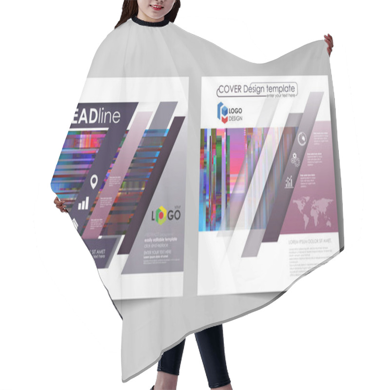 Personality  Business Templates For Square Design Brochure, Magazine, Flyer, Booklet. Leaflet Cover, Abstract Vector Layout. Glitched Background Made Of Colorful Pixel Mosaic. Digital Decay. Trendy Glitch Backdrop Hair Cutting Cape