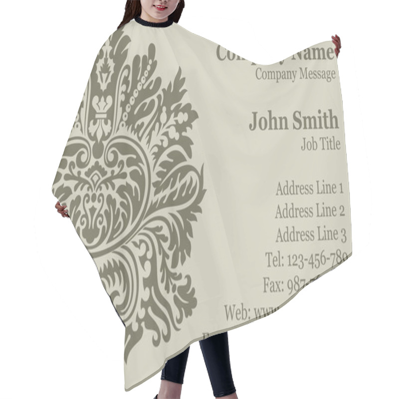 Personality  Vector Victorian Damask Business Card Hair Cutting Cape