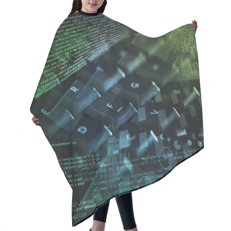 Personality  Close-up Keyboard With Coding Concept Hair Cutting Cape